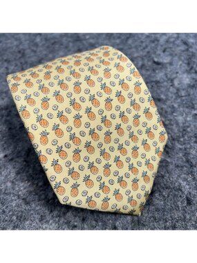 Vineyard Vines Mens Tie Yellow Pineapple & Slices Bartender Necktie ~59"x3 5/8"